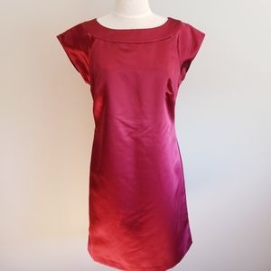 Maxandcleo wine bateau-neck shift satin dress